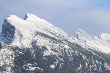 Mount Rundle peak close up. Banff,Alberta. Mountain hiking. 