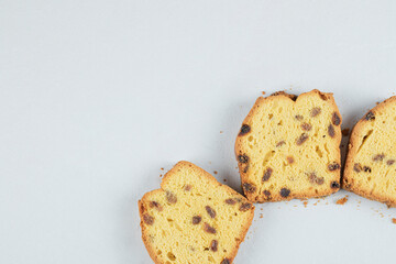 Sultana pie slices isolated on a white background