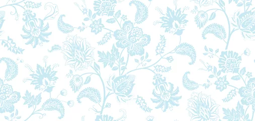 Gordijnen Two-color vector floral pattern. Design for wallpaper, wrapping paper, background, fabric. Vector seamless pattern with decorative climbing flowers.  © sunny_lion