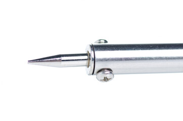 Soldering iron gun macro on white background isolation