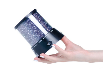 night lighting stars sky for children's room in hand on white background isolation