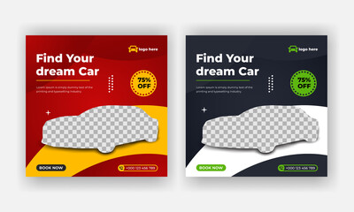Dream Luxury car sale social media post advertising banner template with color variation