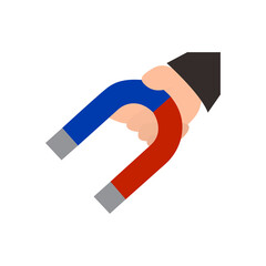 hand holds a magnet, vector illustration