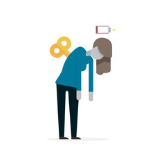 concept of a person who is exhausted, vector illustration