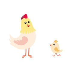 Cute children's illustration with animals that live on the farm - cow and lamb in cartoon style. 
Isolated on white background vector image. Good for web site, children's art book. 