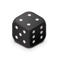 Realistic black casino dice in isometric view on white