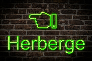 Leuchtreklame Herberge