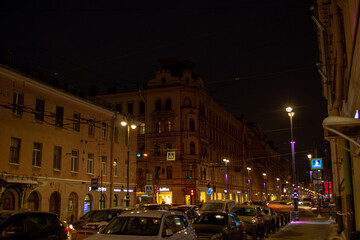 Fototapeta na wymiar night city street, night in Saint Petersburg