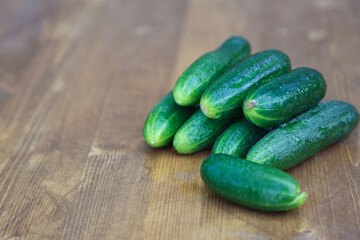 fresh cucumbers on a table