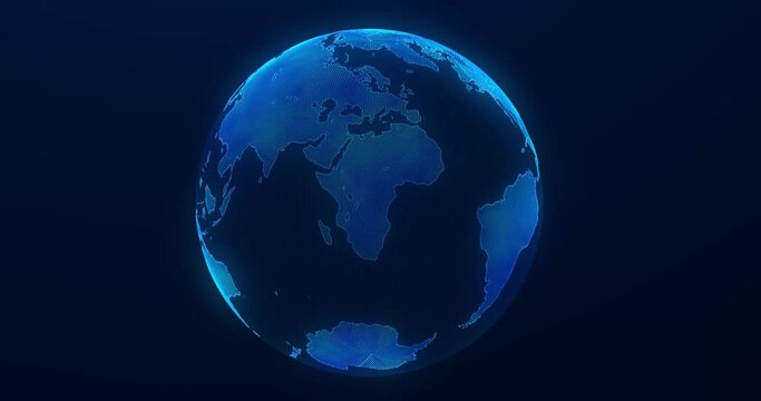 Planeta azul 3D limpio tierra iluminada con partículas sobre fondo negro