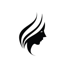 Women silhouette hair style icon logo women face on a Black logo and white background, vector
