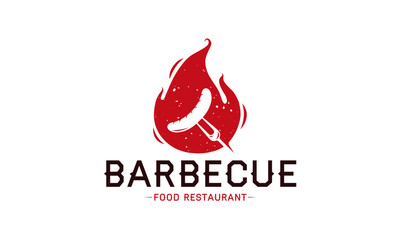 Sausage Flame Barbecue Logo Template