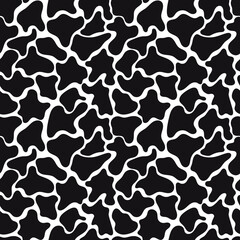 Seamless vector pattern with abstract black zebra spots on a white background, pattern for packaging, fabrics, banners