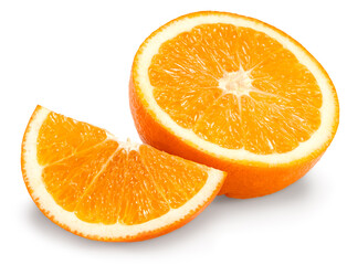 cut of orange isolated on white background. healthy food. clipping path