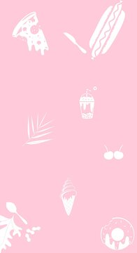 Fast food vector illustration in flat style with design food and drink. Aesthetic and yummy restaurant, cafe background. Banner template for mobile phone screen saver theme, lock screen and wallpaper.
