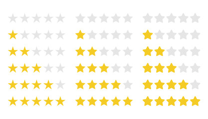 rating stars set, customer feedback five star template