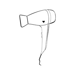 Hair dryer doodle vector hand drawn