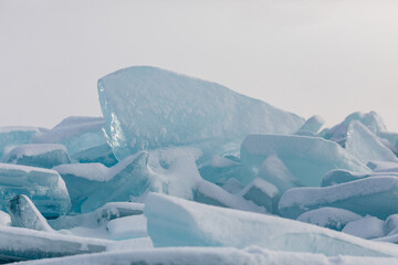 Snow covered blue ice in Michigan
