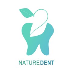 Nature dental care logo. Suitable for your health care company. Tooth minimalist and flat stylish design vector logo sign. Dentist stomatology logo concept. Logotype for clinic, hospital or doctor.