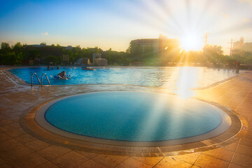 Evening sun at the spa pool