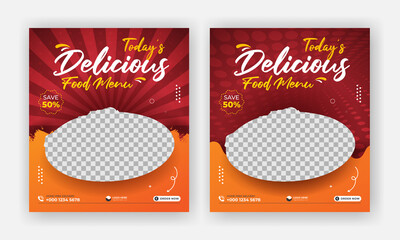 Delicious fast food and restaurant social media post template, Fast food web template banner post for social media template for sale ads