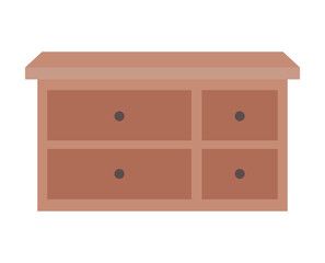 furniture with four drawers over a white background