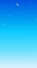 Fototapeta na wymiar Sky illustration in flat style with design moon and stars in afternoon view. Aesthetic and beautiful light background. Banner template for mobile phone screen saver theme, lock screen and wallpaper.