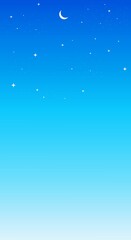 Sky illustration in flat style with design moon and stars in afternoon view. Aesthetic and beautiful light background. Banner template for mobile phone screen saver theme, lock screen and wallpaper.