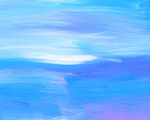 Abstract background texture. Light blue, purple, white painting. Contemporary art. Brush strokes on paper.