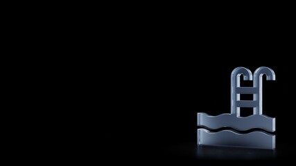 3d rendering frosted glass symbol of swimming pool isolated with reflection