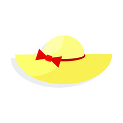 Vector illustration of summer holidays attributes on background. A summer hat icon.