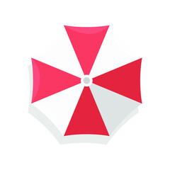 Vector illustration of summer holidays attributes on background. A beach umbrella icon.