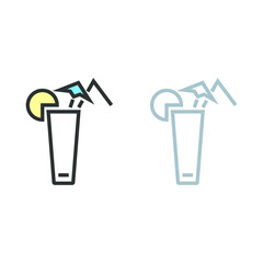 Vector illustration of travel and vocation icon on white background. Coloured and black and white cocktail icon.