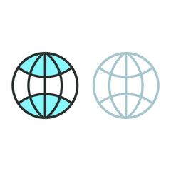 Vector illustration of travel and vocation icon on white background. Coloured and black and white globe icon.