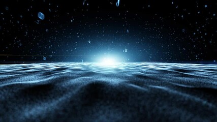 Futuristic dark blue cyberspace binary numbers data network waves background - Powered by Adobe