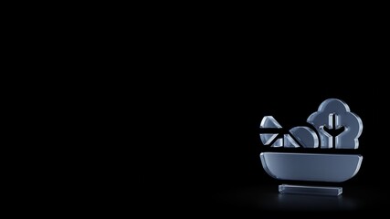 3d rendering frosted glass symbol of salad isolated with reflection