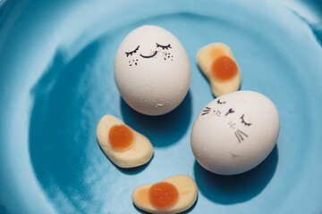 Two eggs on background. Easter concept