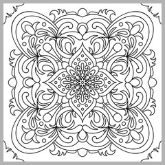 Vector decorative ornament. Tile pattern. Coloring page. Linear art.