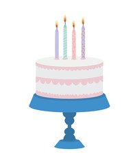 birthday cake with candles of differents color