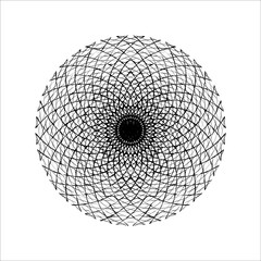 Guilloche frame. Spirographic round grungy pattern. Design element for certificates, watermarks, vouchers. Vector illustration