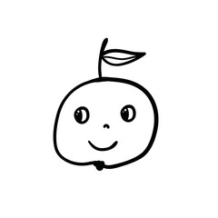 Funny apple. Vector illustration in cartoon style. Coloring book element.