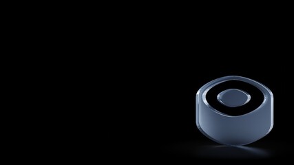 3d rendering frosted glass symbol of maki isolated with reflection