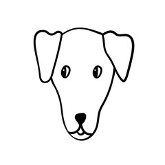 Cute animal head. Vector illustration of cute dog face. Coloring book elements.