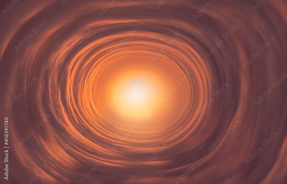 Canvas Prints abstract clouds tunnel. fantasy bright orange clouds, infinity way in tunnel.
