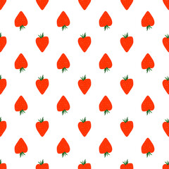 Seamless pattern with red strawberries.