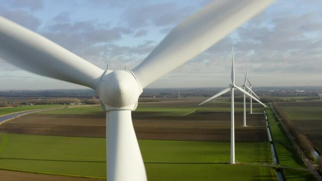 Wind turbines in fields, Oud Gastel, Noord-Brabant, Netherlands