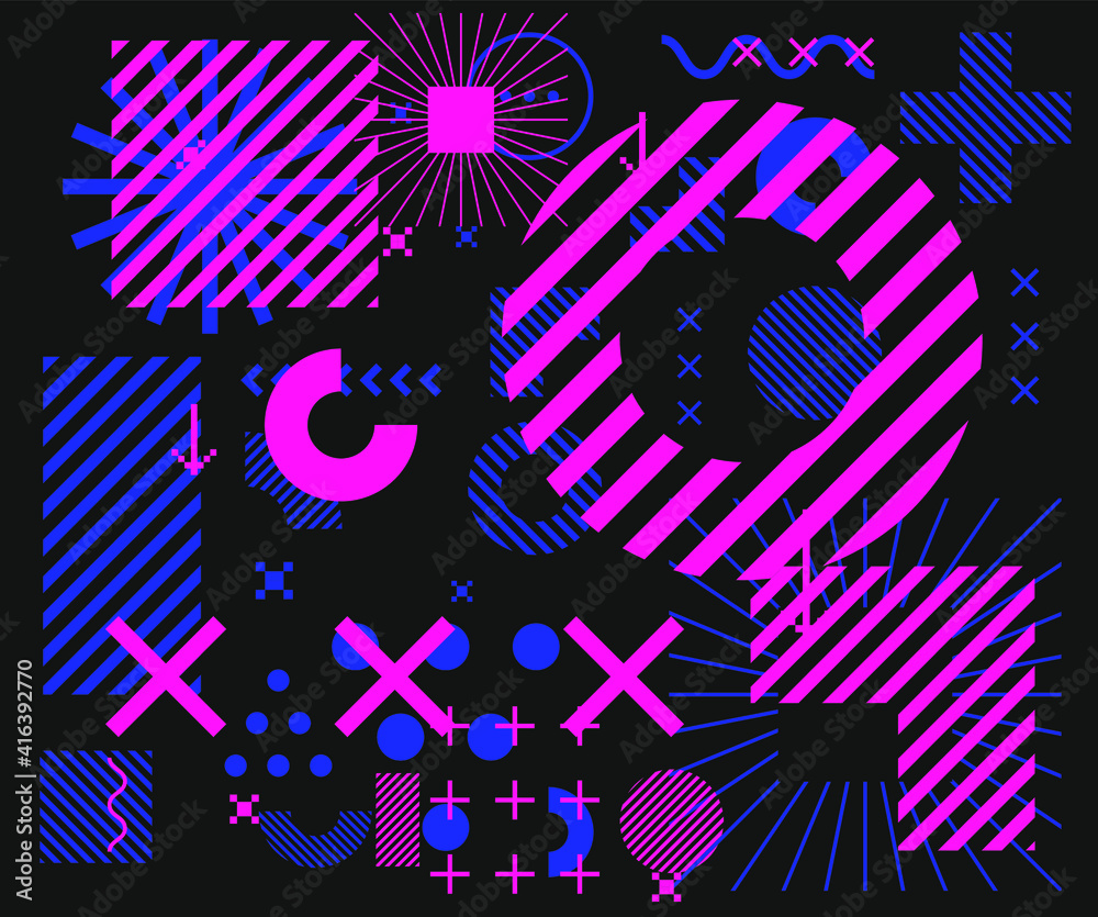 Aufkleber Abstract geometric background with composition of different forms and shapes. Vector illustration in minimal art style.