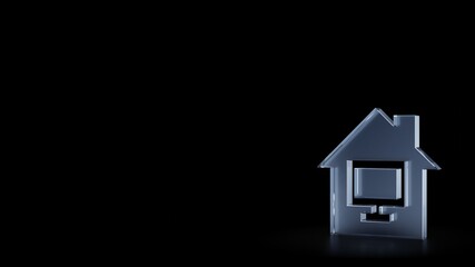 3d rendering frosted glass symbol of home office isolated with reflection