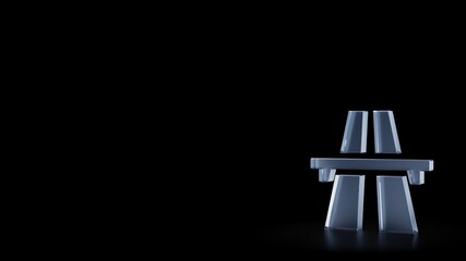 3d rendering frosted glass symbol of highway isolated with reflection