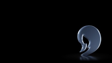 3d rendering frosted glass symbol of hairstyling isolated with reflection